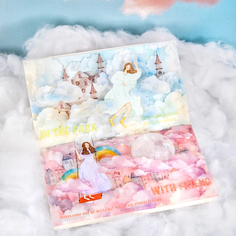 JIANQI 45mm*2m Ins Transparent PET Tapes Rainbow clouds DIY Scrapbooking Collage Stationery Decor Journalling Materials Tapes