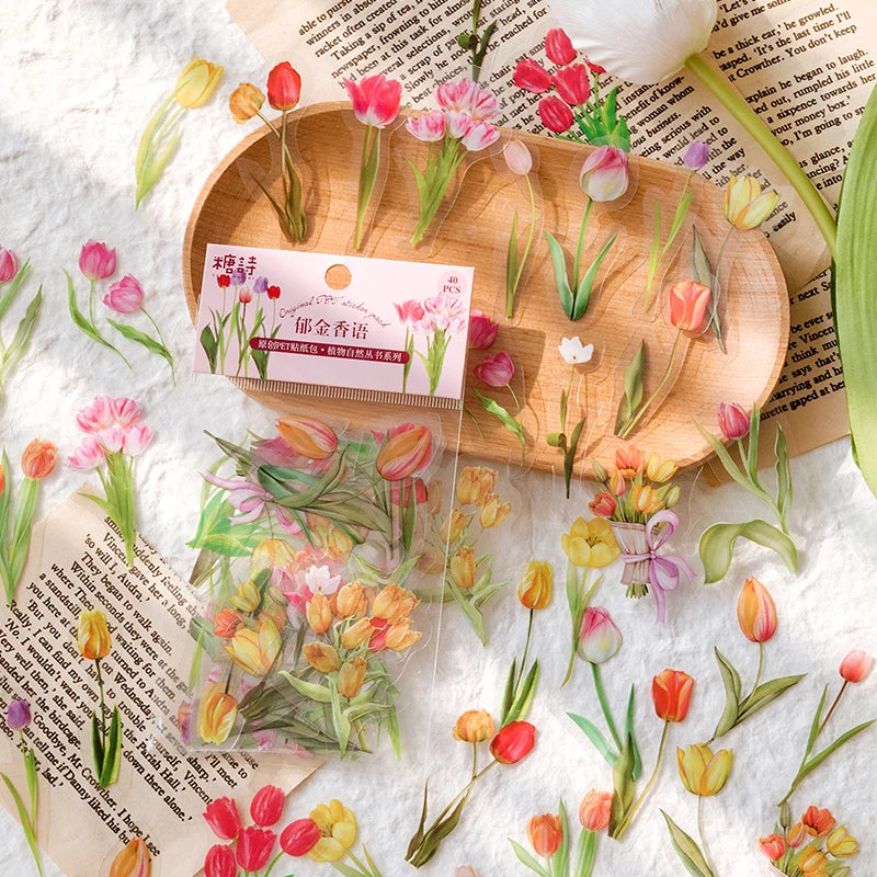 Natural plant collection Green Leaf Decorative PET Stickers Scrapbooking Label Diary Stationery Album Phone Cup Journal Planner
