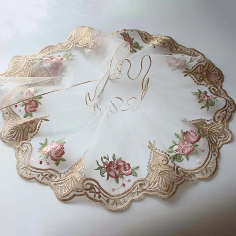 1 Yard Pink Flower Lace trim Sewing Craft DIY Apparel Lace Fabrics Wide 16CM