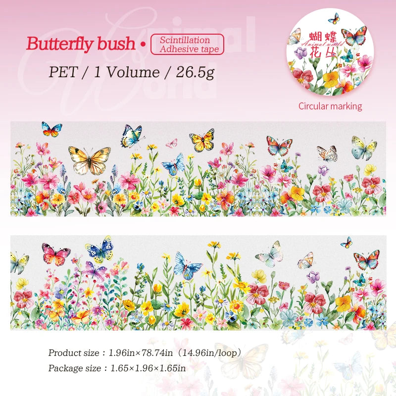 JIANQI 50mm*2m Animal World landscape Tapes DIY Scrapbooking Decor Photo Album Collage Journalling Materials Stickers