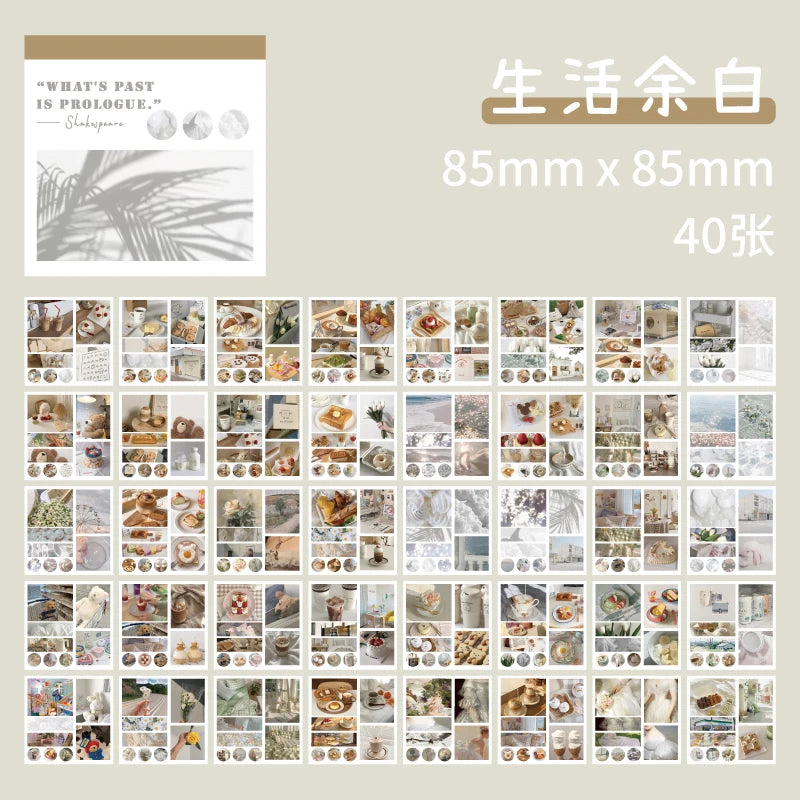 JIANQI 40pcs/pack Aesthetics Decor Stickers Book DIY Scrapbooking Supplies Album Creative Stationery Already Cut Ins Stickers