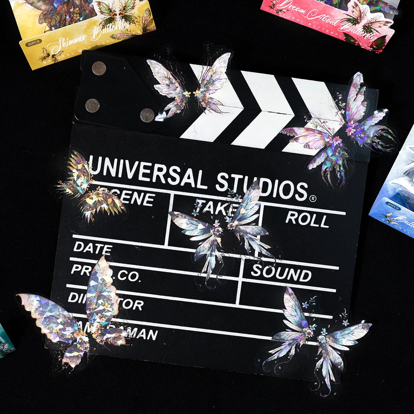 JIANQI 30pcs Butterfly wings PET Sticker pack DIY Scrapbooking Decor Photo Album Creative Stationery Collage Materials Stickers