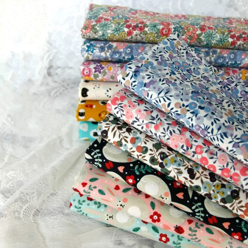 145x50cm Pastoral Floral Poplin Cotton Fabric DIY Children's Wear Cloth Make Bedding Quilt Decoration Home