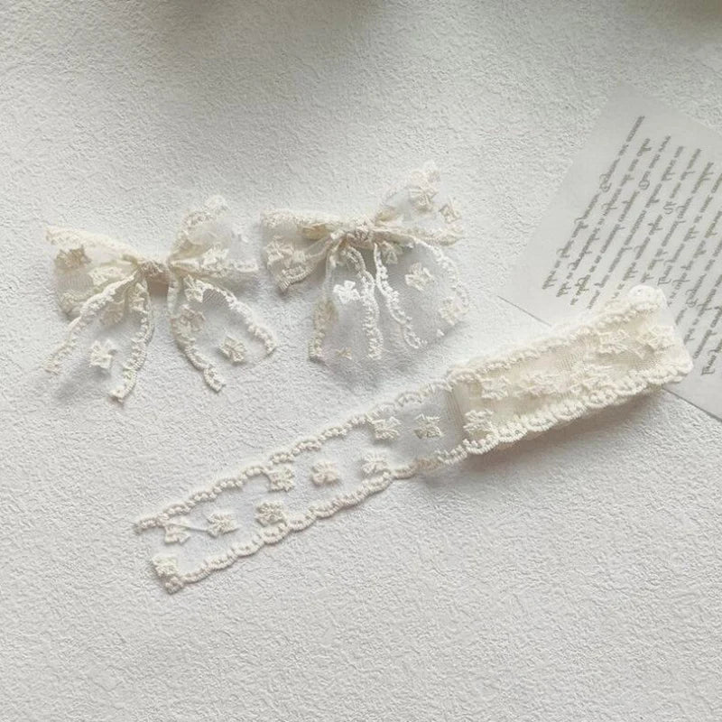 2Yards Flowers Embroidery Wavy Edge Lace Ribbon Hair DIY Headwear Bow Crafts Sewing 40MM