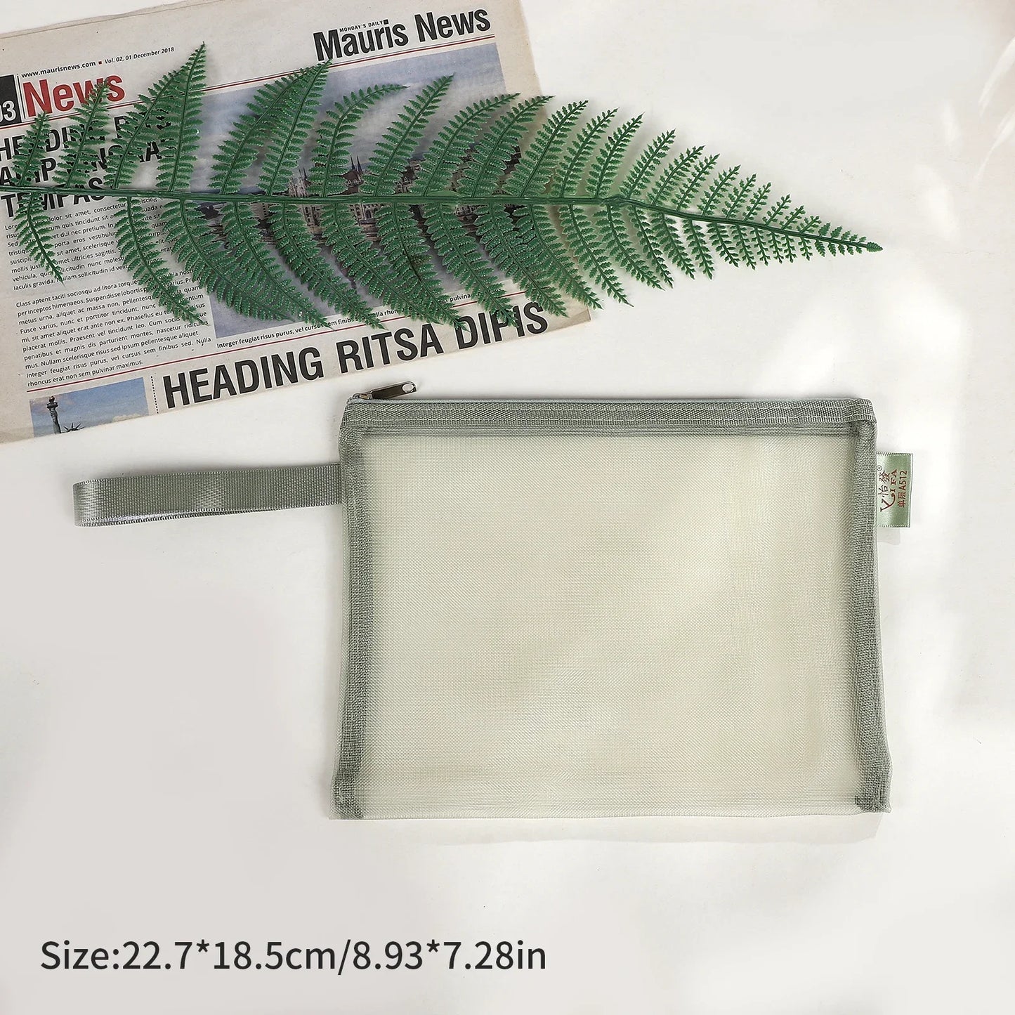 JIANWU Morandi Color Translucent Test Paper Storage Bag Mesh Pencil Case Creative Journal Material Student Supplies Stationery