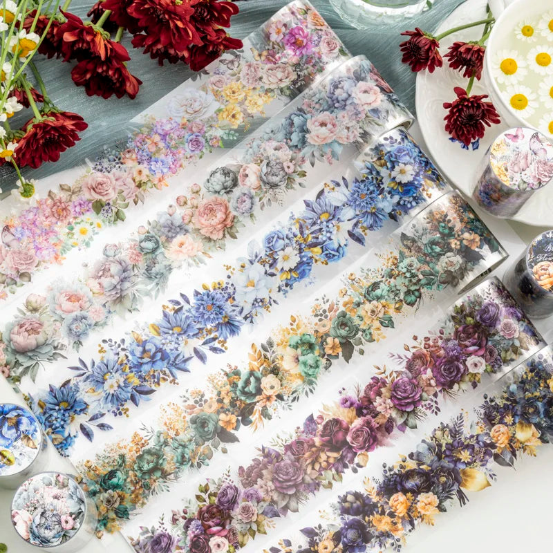 50mm*2m PET Natural Plant Flowers tape Sticker Decorative collage Adhesive Diy Scrapbooking hand made Masking tape