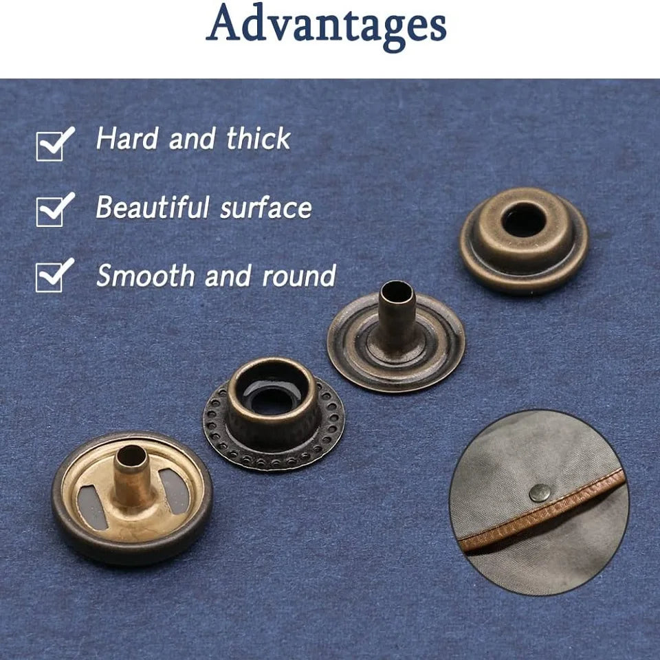 120 Set 12.5mm Metal Button Snaps Set Press Studs with Installation Tools Leather Snaps Fasteners Kit 4 Colors