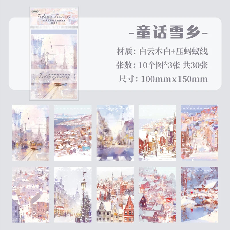 JIANQI 30 pcs Landscape material paper Decorative Diary Album Scrapbooking material Background paper junk journal supplies