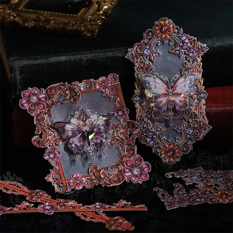 JIANQI 20pcs Strip Corner Sticker Pack baroque style Junk Journal DIY Scrapbooking School Supplies Collage Stationery Stickers