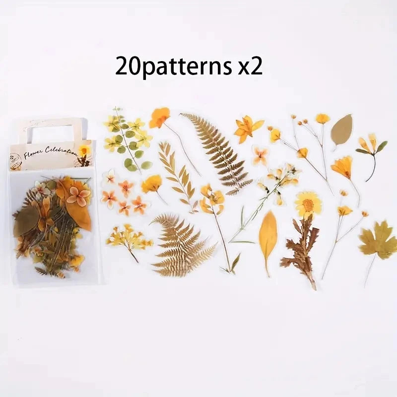 JIANQI 40 Pcs/pack Retro Creative flower plant Stickers hand tent DIY Stick Labels Scrapbooking Material Junk Journal Supplies