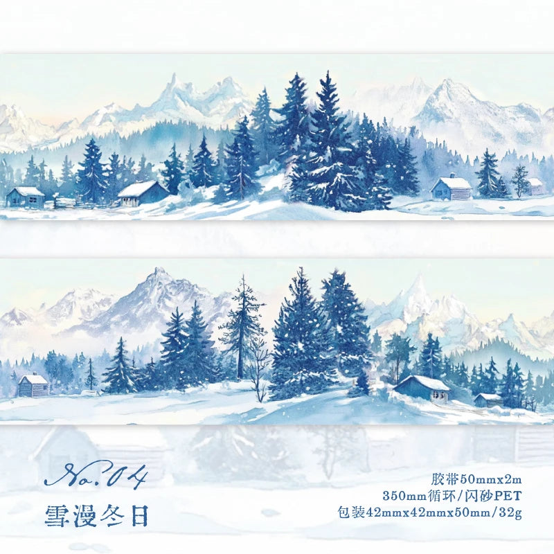 JIANQI 50mm*2m PET Tapes Beautiful scenery DIY Scrapbooking Decor Photo Album Collage Junk Journal Materials Aesthetics Stickers