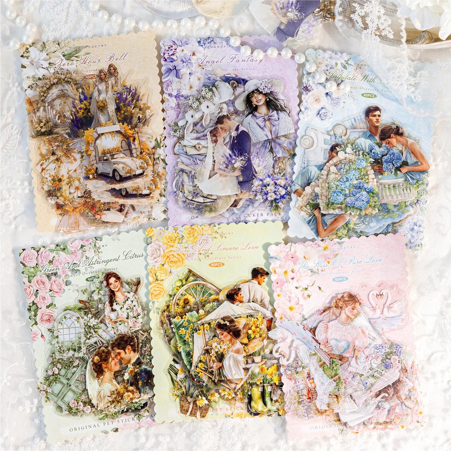 JIANQI 40 pcs Sweet scenery Stickers PET Material Collage Junk Journal DIY Scrapbooking Supplies Decorative Sticker