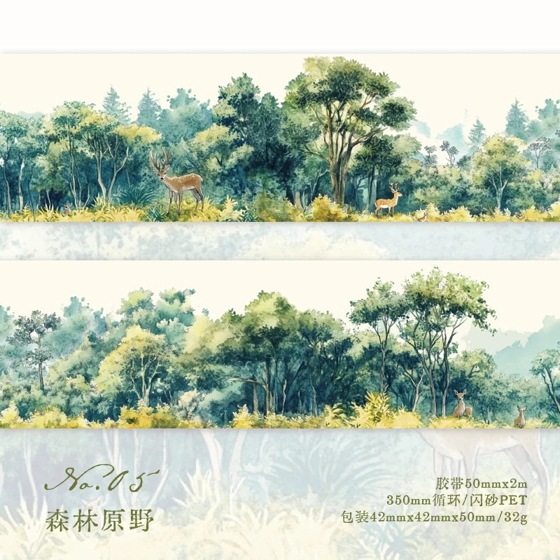 JIANQI 50mm*2m PET Tapes Beautiful scenery DIY Scrapbooking Decor Photo Album Collage Junk Journal Materials Aesthetics Stickers