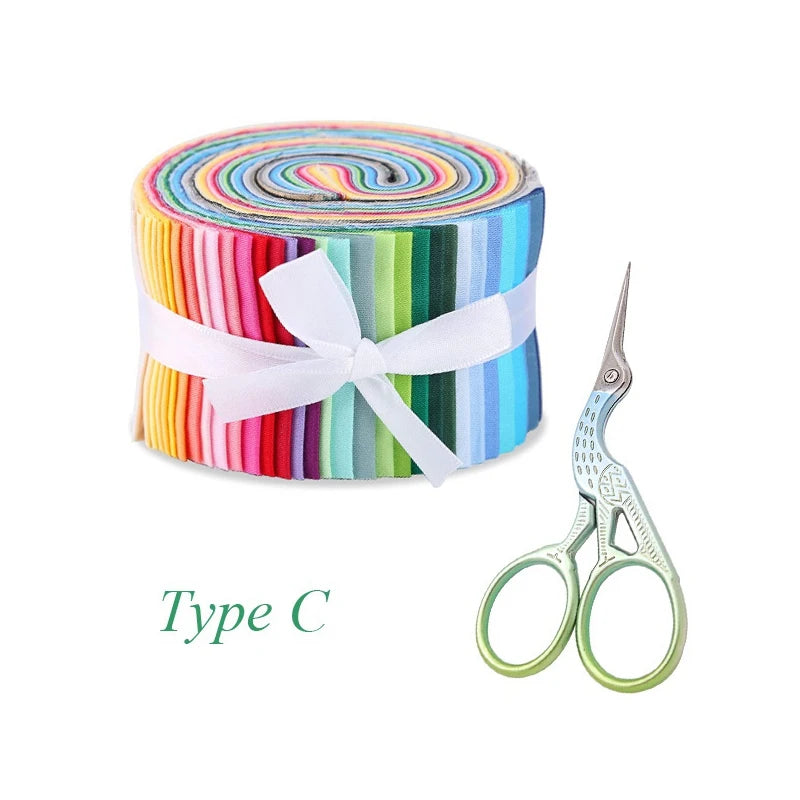 1Pack Fabric Roll Jelly Roll Up Cotton Fabric Quilting Strips Random Pattern Patchwork Craft Cotton Quilting Supplies