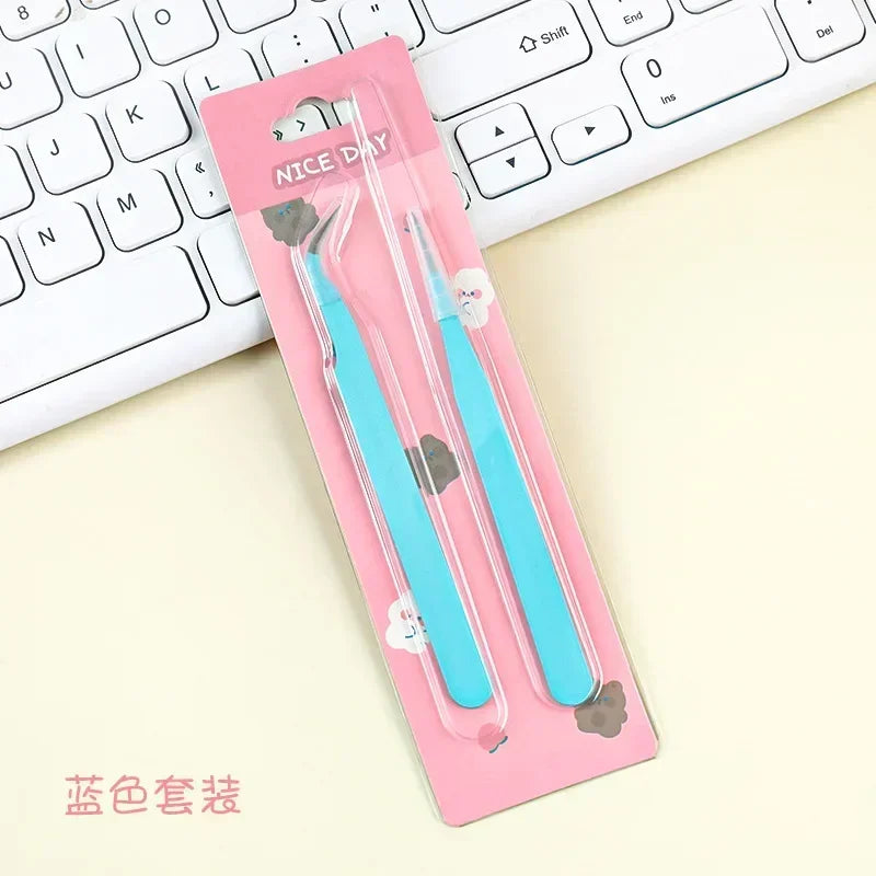 Stainless Steel Tweezers Scrapbook Sticker Tape Picking Straight Head Elbow Tweezers DIY Junk Journal Album Crafts Supplies