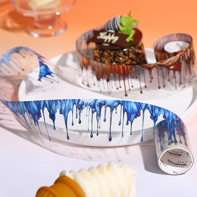 JIANQI 50mm*2m PET Delicious Dripping Tapes DIY Scrapbooking Decor Photo Album Collage Journalling Materials Aesthetics Stickers