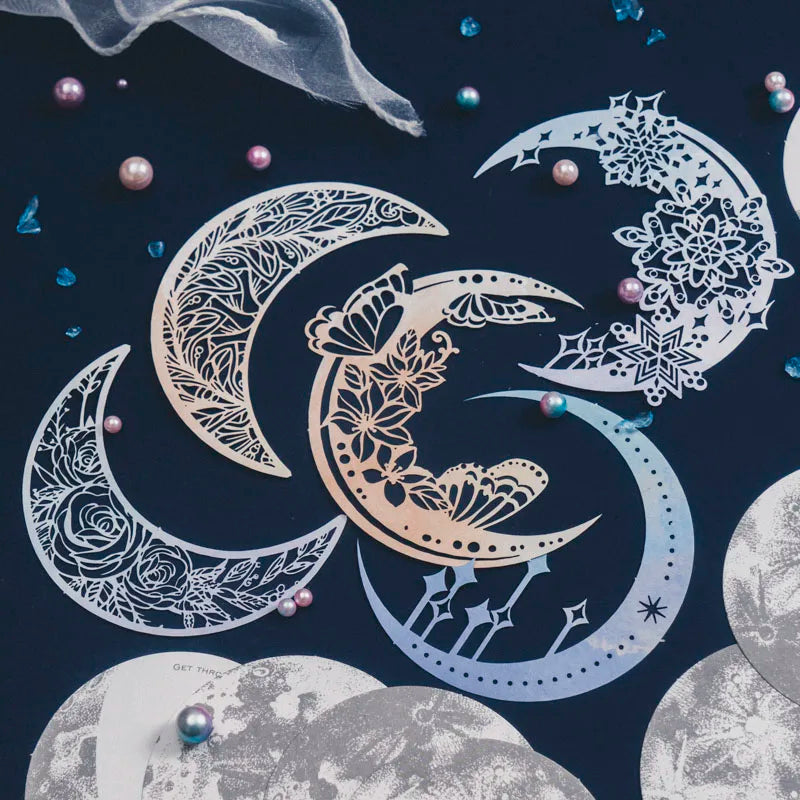 JIANQI 63 pcs Lunar phase theme INS Decorative paper Different size Diy Diary Album hand made junk journal supplies