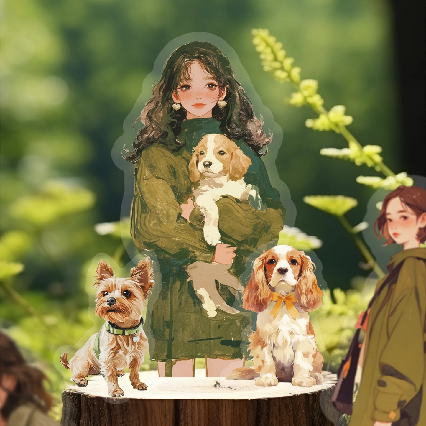 JIANQI 30 pcs PET Animal theme Stickers Cat dog girl Decorative handmade Scrapbooking Material Diary Album Craft Supplies