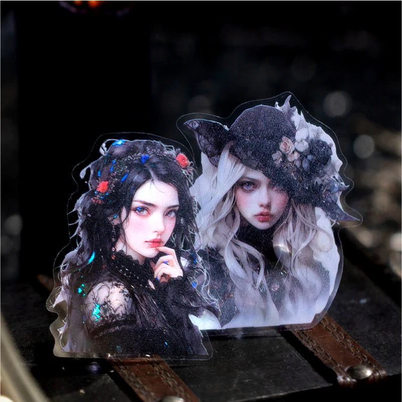 JIANQI 10pcs/pack Kawaii Girl PET Stickers DIY Scrapbooking Decor Photo Album Creative Stationery Collage Materials Stickers