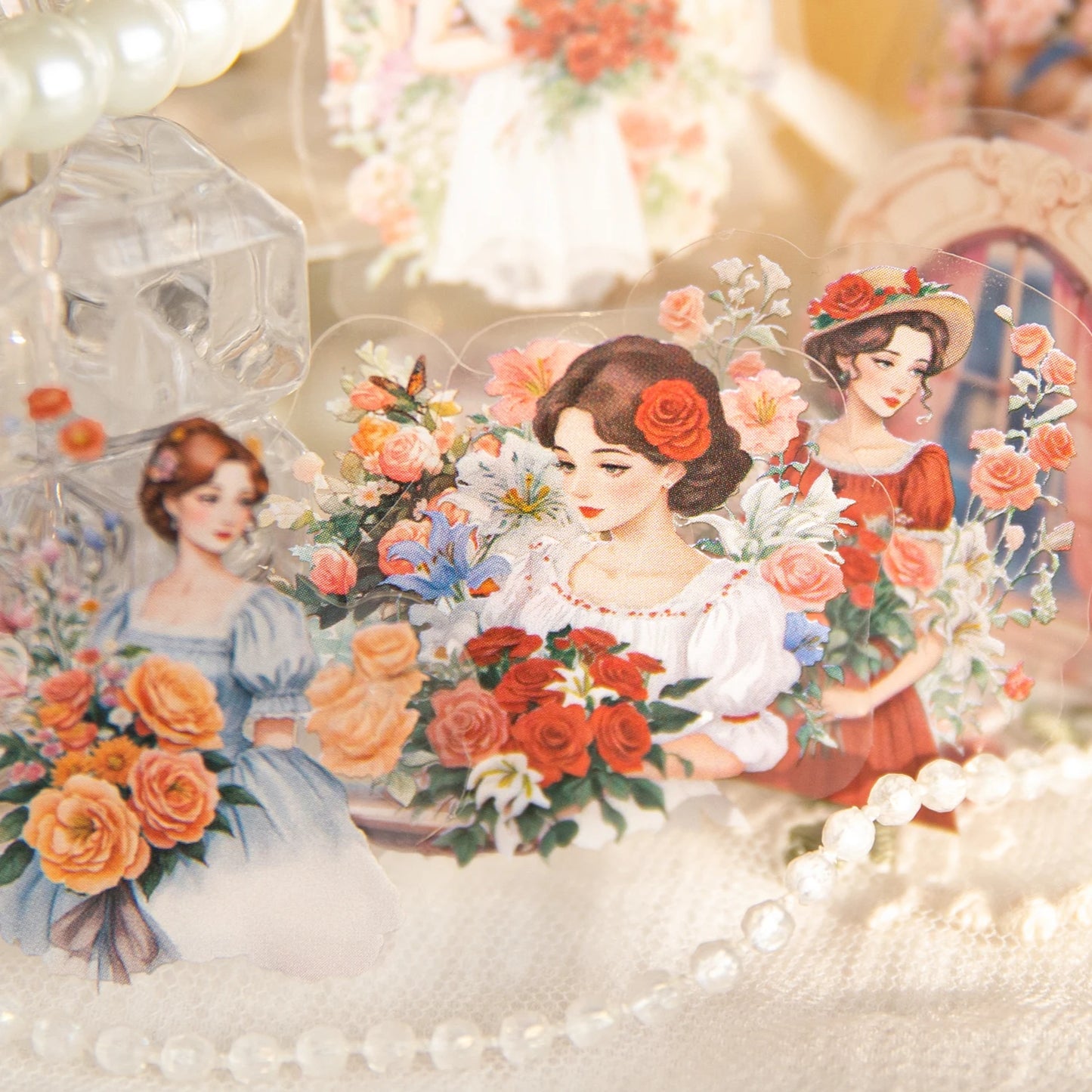 JIANQI 40 pcs Retro Plants and Flowers PET material Decorative sticker Diary Album Scrapbooking material Junk Journal Supplies