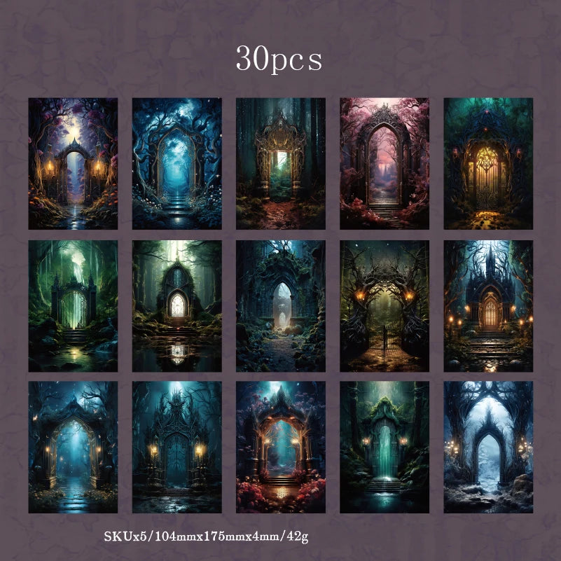 JIANQI 30pcs/pack Retro Magic Forest Materials Paper Decorative Diy Diary Album material junk journal Scrapbooking supplies