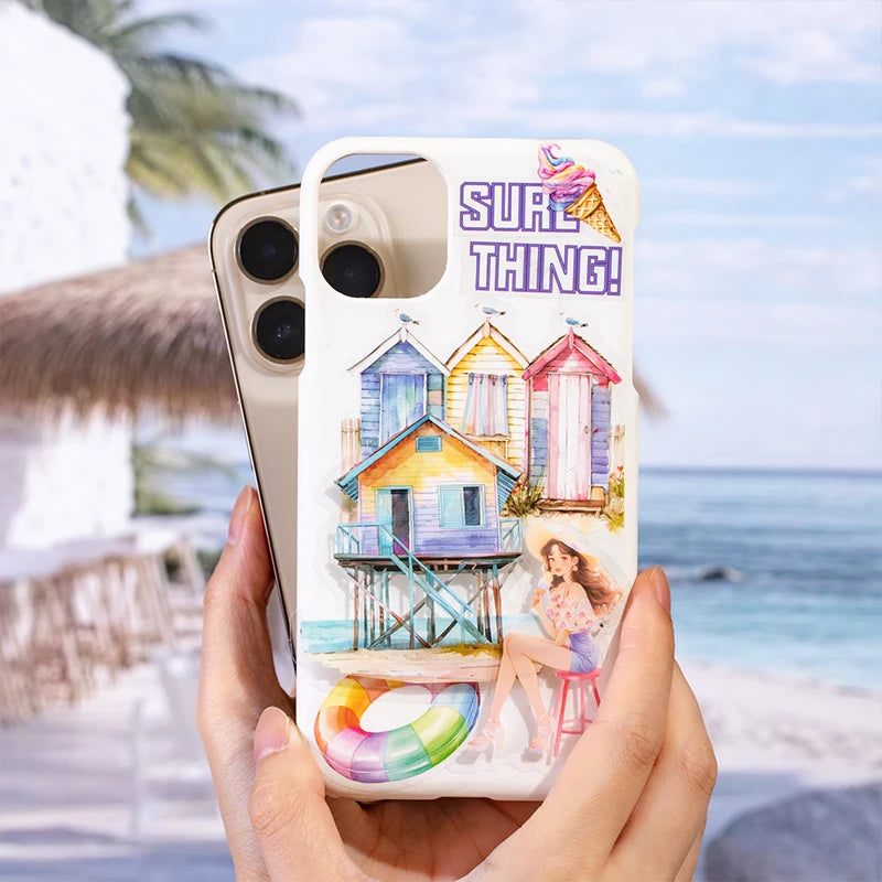 JIANQI 20pcs/pack Seaside girl PET Stickers DIY Scrapbooking Decor Photo Album Creative Stationery Collage Materials Stickers
