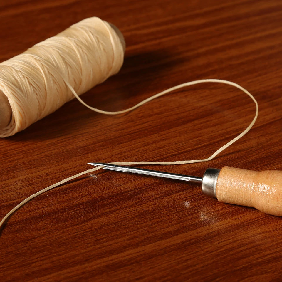 1Pc Complete Awl Set Small Size Wooden Handle Metal Tip Leather Stitching Awls for Home Sewing Leather Making and Hole Punching
