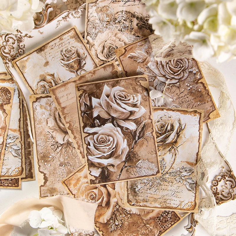 30pcs Vintage Art paper Materials Lace paper Scrapbook Materials DIY Photo Album Collage Journal Creative Stationery paper