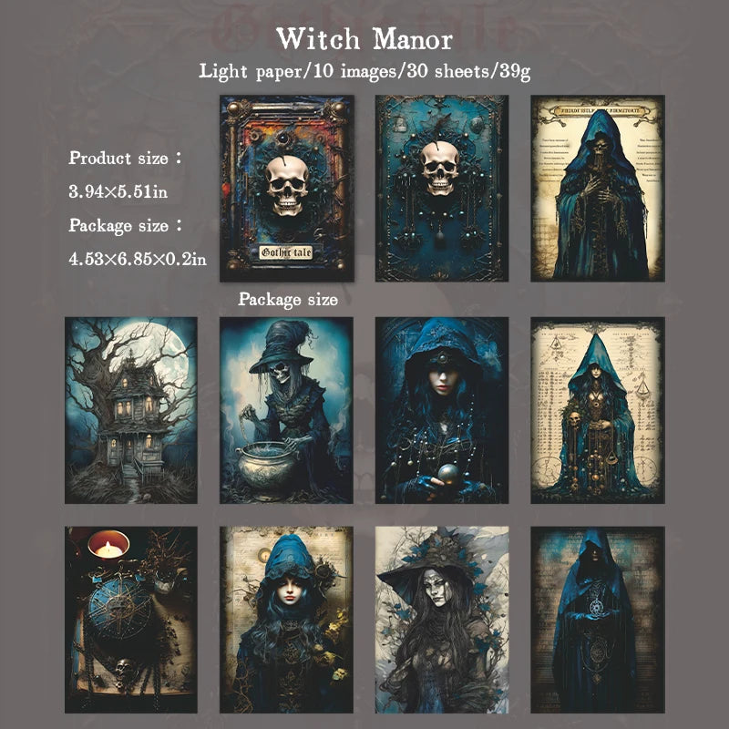JIANQI 30 pcs/pack Gothic tale Materials Paper Decorative Diy Diary Album Scrapbooking material junk journal supplies