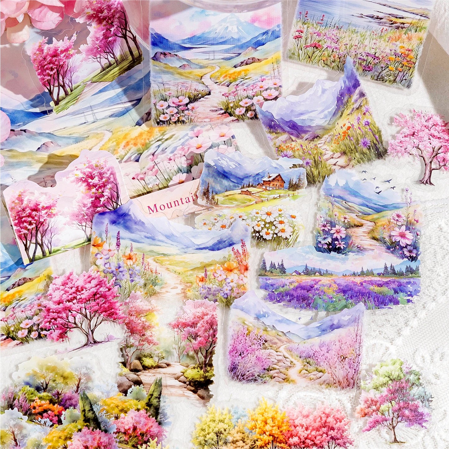 JIANQI 30 pcs/lot Beautiful scenery PET waterproof sticker Pack Retro Art decorative hand tent collage Scrapbooking supplies