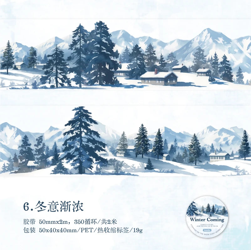 JIANQI 50mm*2m PET Winter snow scenery Tapes Decorative collage Adhesive Diy Scrapbooking hand made Masking tape Sticker