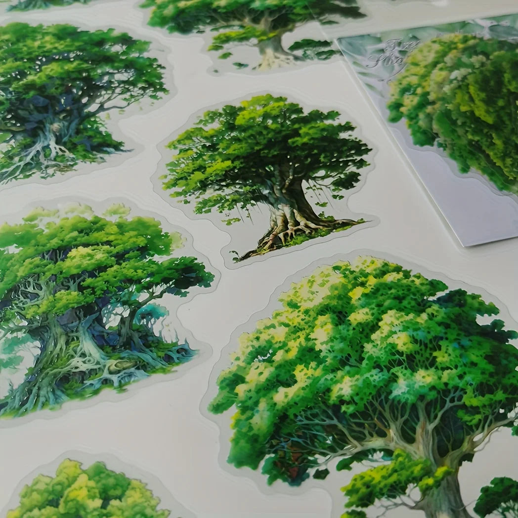10 pcs/pack Tree and wood landscaping Stickers Label Diary Planner junk journal Decorative Scrapbooking DIY Craft Sticker