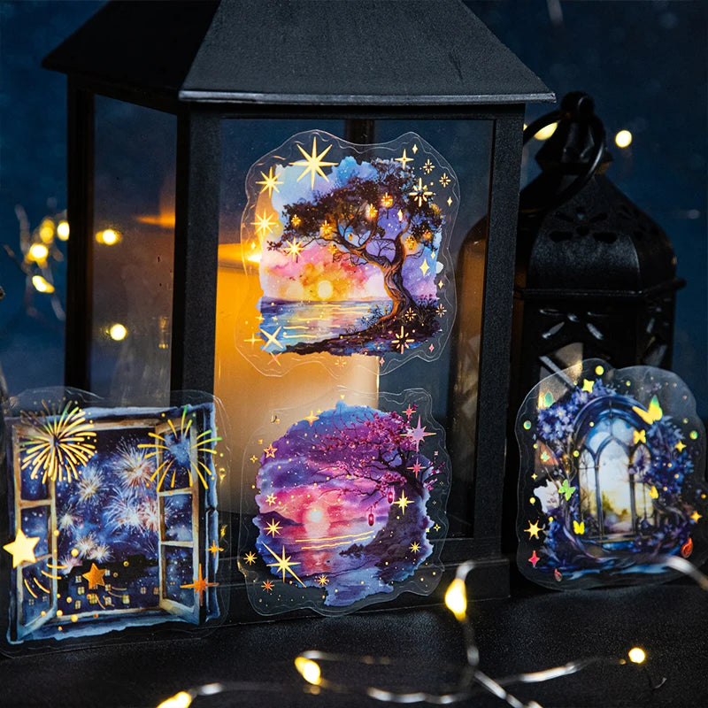 JIANQI 60mm*2m Firefly Night PET Tapes Collage Junk Journal DIY Scrapbooking School Supplies Aesthetics Decor Waterproof Tapes