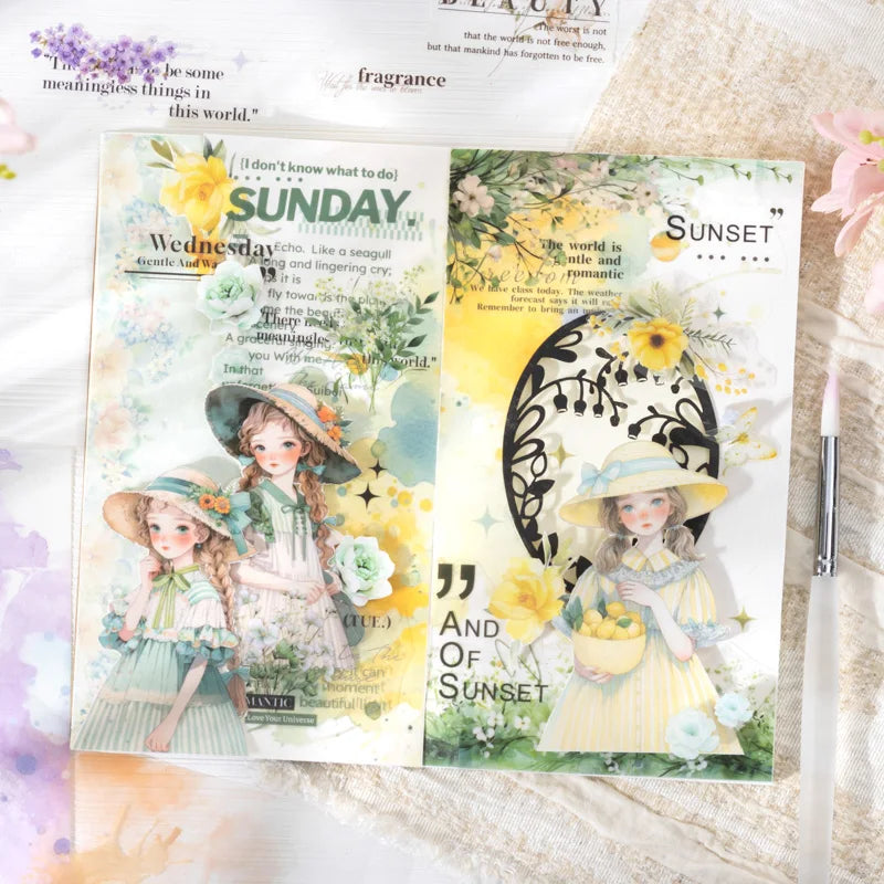 JIANQI 20 sheet PET Stickers book Cute Girl Creative Decorative handmade Scrapbooking Material Diary Album Craft Supplies
