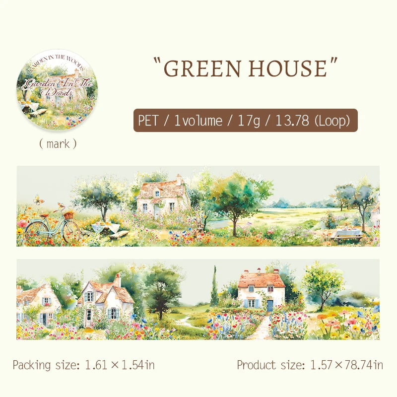 JIANQI 40mm*2m PET Tapes forest garden DIY Scrapbooking Decor Photo Album Collage Junk Journal Materials Aesthetics Stickers