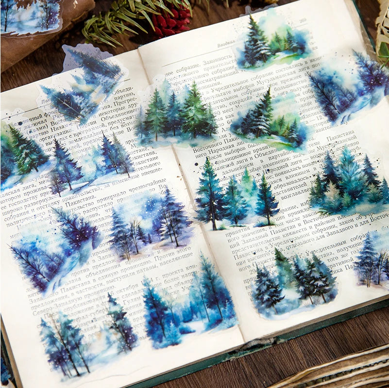 JIANQI 30sheets Ins Landscape Material Stickers Scrapbooking Junk Journal Creative Stationery DIY Deco Stickers School Supplies