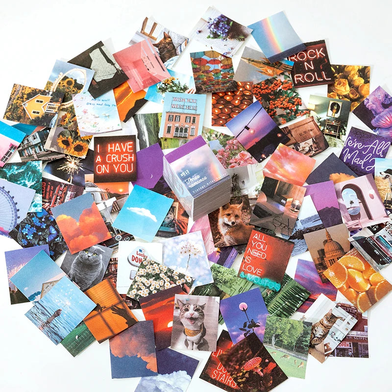 JIANQI 400 pcs Craft Vintage Scrapbooking Paper Kawaii Art Junk Journal Deco Sticker Natural Collection DIY Material Paper