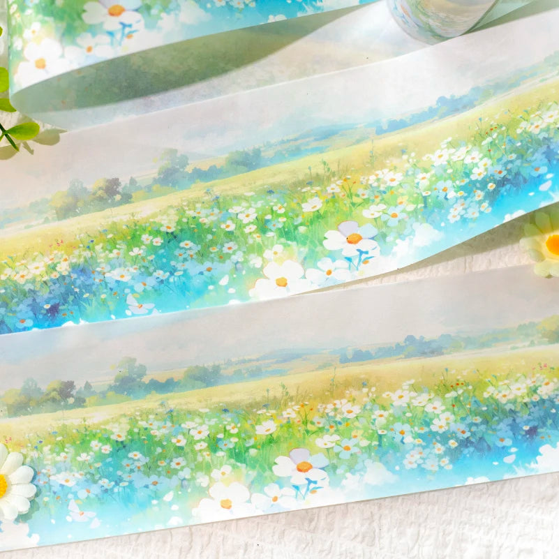 JIANQI 74mm*2m PET Tapes Spring Flower Sea DIY Scrapbooking Decor Photo Album Collage Junk Journal Materials Aesthetics Stickers