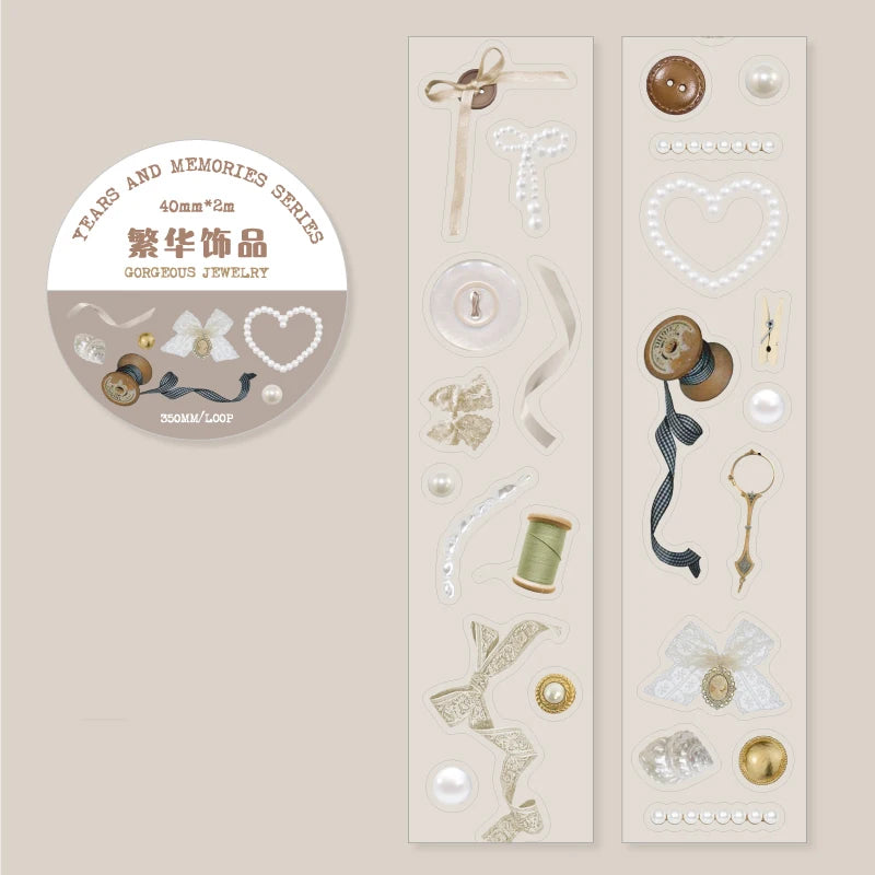 JIANQI 4cm*3m 1 roll PET Tape Creativity Decorative Diary Album Scrapbooking material Masking tape Junk Journal Supplies