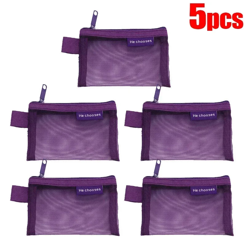 Mini Square Mesh Storage Bag Portable Money Earphone Data Cable Chargers Bag ID Credit Card Holder Zipper Pouch Travel Organizer