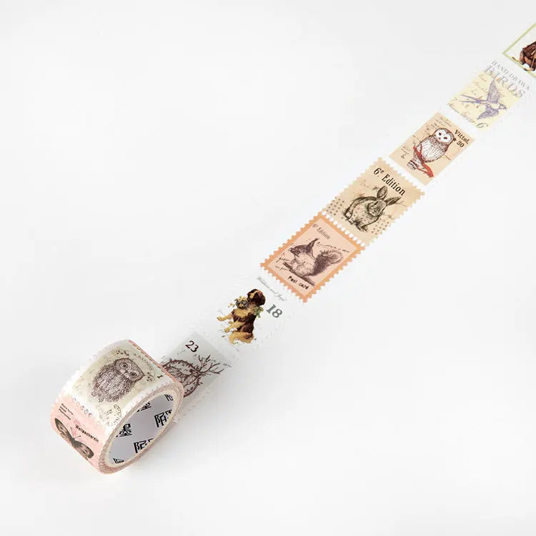 JIANQI Vintage Stamp Plant Washi Tape Stick Labels Paper Stickers Masking tape DIY Scrapbooking Material Craft Supplies