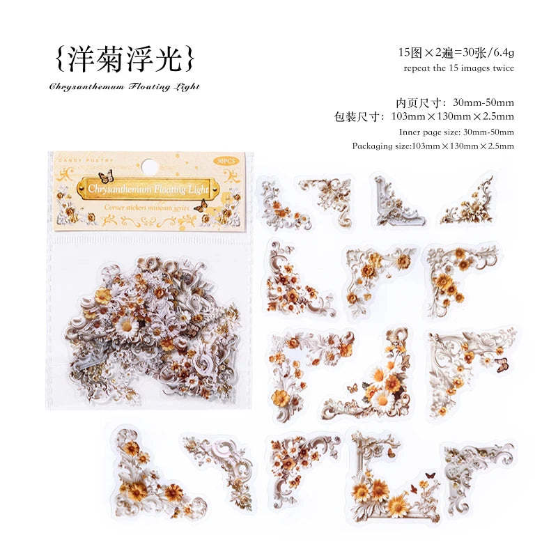 JIANQI 30 Sheets INS Corner Sticker Diy Diary Scrapbooking Stickers Festival Birthday Party Gift Decorations Labels art supplies