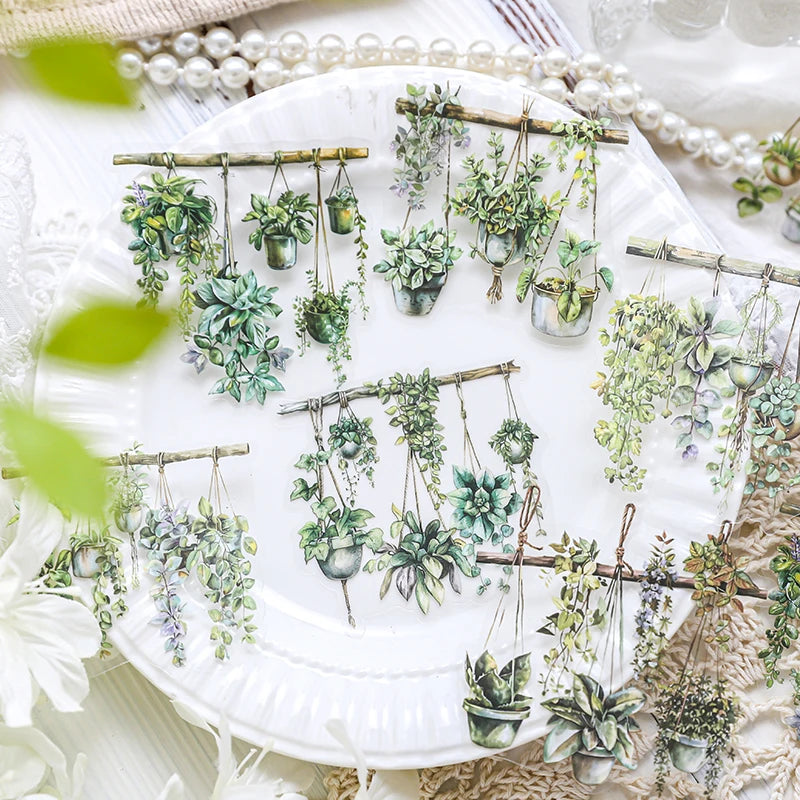 JIANQI 30 Pcs Natural Plant Flower Stickers PET Transparent Decorative Decals DIY Planner Diary Journal Scrapbook supplies