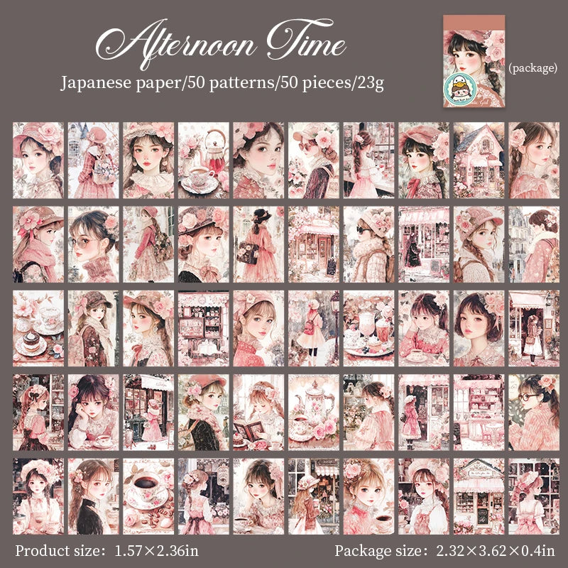 JIANQI 50 pcs Romantic girl Stickers book Old Adhesive Diy Scrapbooking Diary Album accessories Diy junk journal supplies