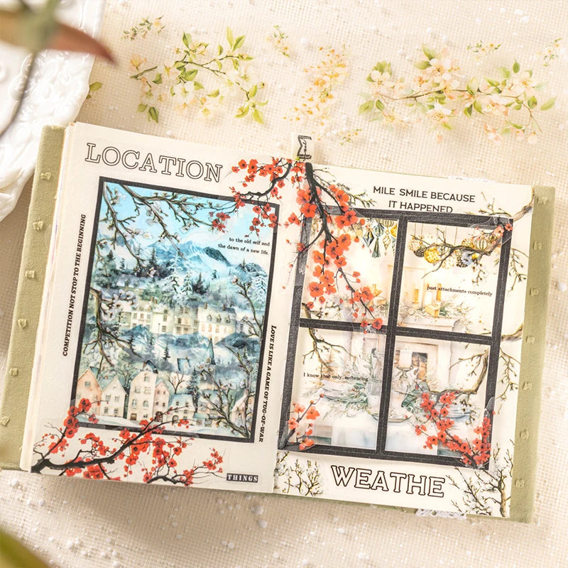 JIANQI PET Tapes Flower branch plant flower DIY Scrapbooking Decor Photo Album Collage Junk Journal Materials Aesthetics Tapes
