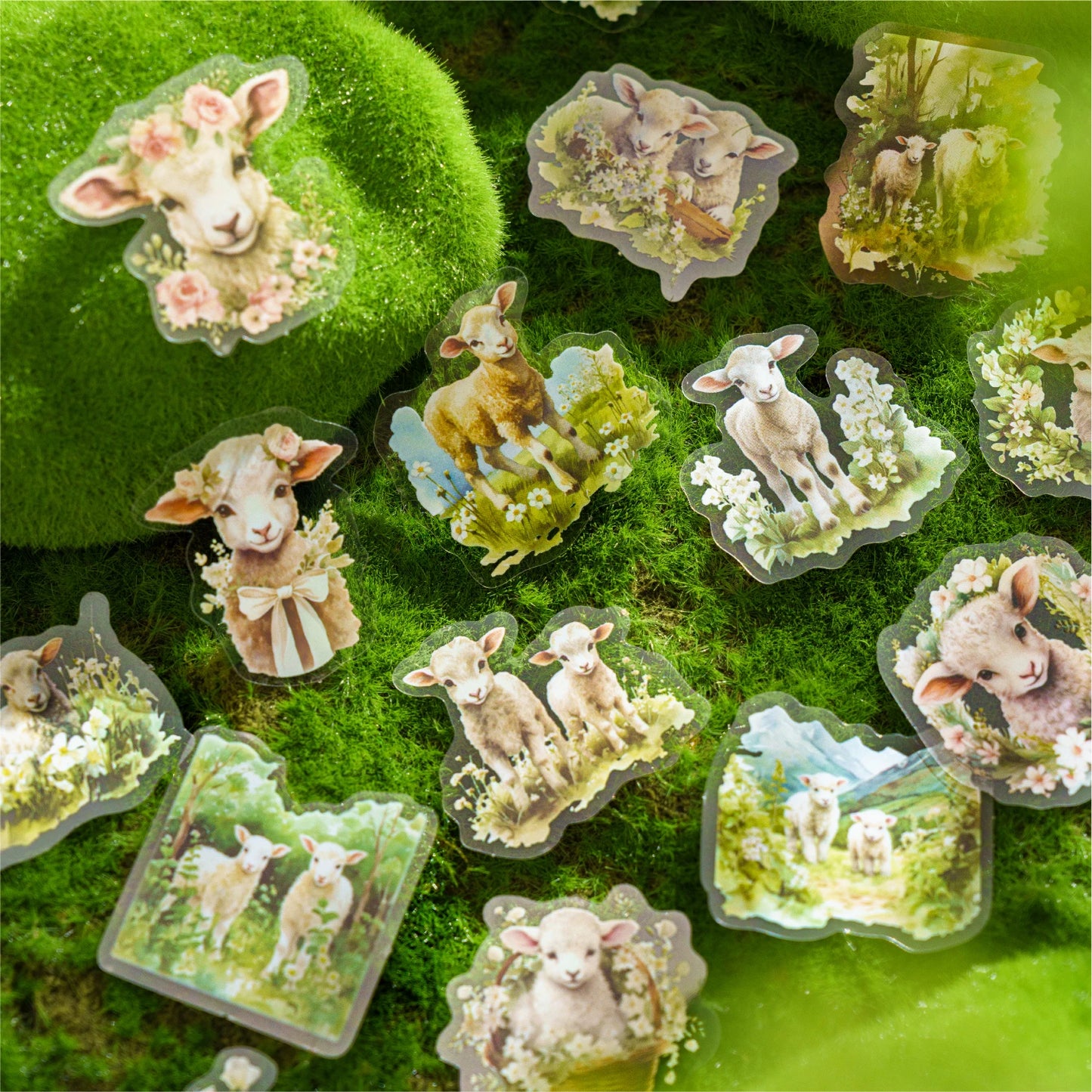 JIANQI 40 pcs Cute Style Cats animals Stickers aesthetic Decorative Diary Album Stationery Stick Labels Junk Journal Supplies