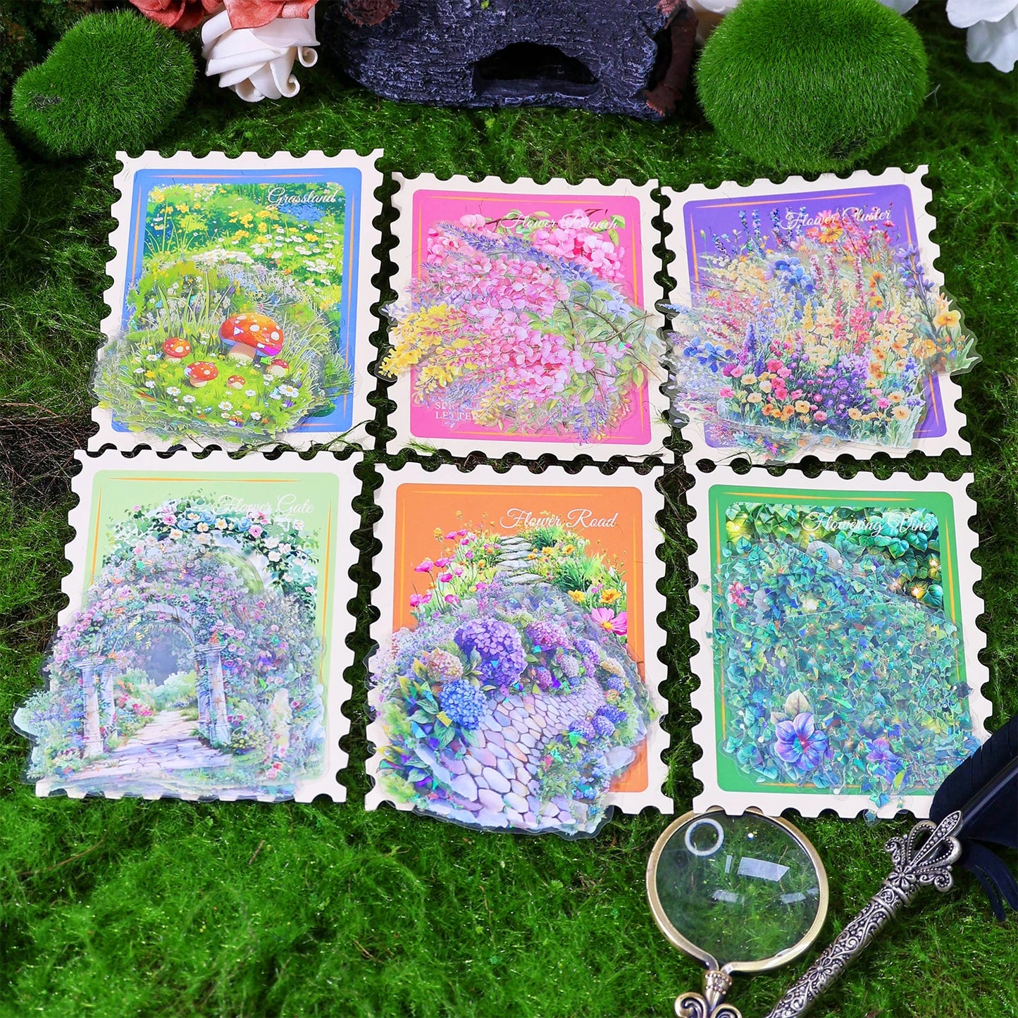 20pcs Plants Flowers Landscape PET Sticker natural scenery Junk Journal DIY Scrapbooking Supplies Collage Stationery Stickers