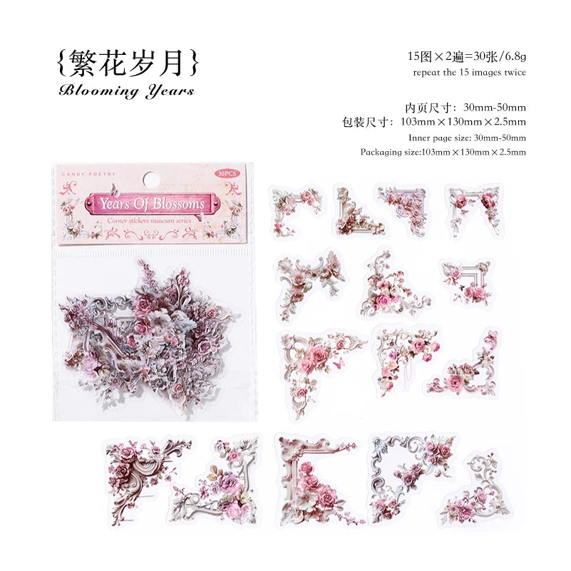 JIANQI 30 Sheets INS Corner Sticker Diy Diary Scrapbooking Stickers Festival Birthday Party Gift Decorations Labels art supplies