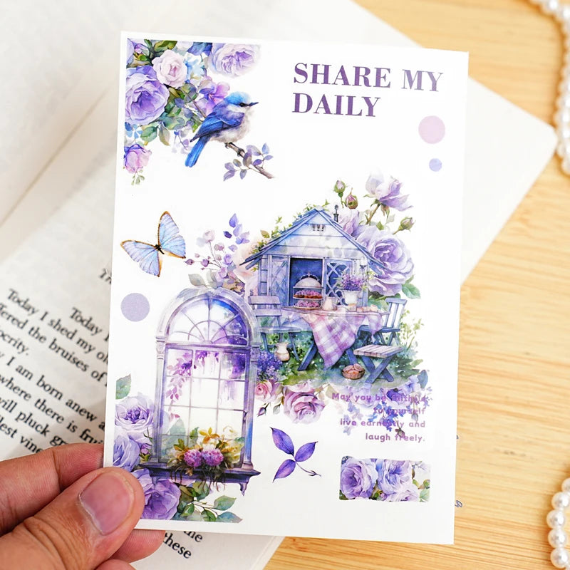 JIANQI 10 pcs PET Die cut Stickers book Romantic plants flowers Decor handmade Craft Material Diary Album Scrapbooking Supplies