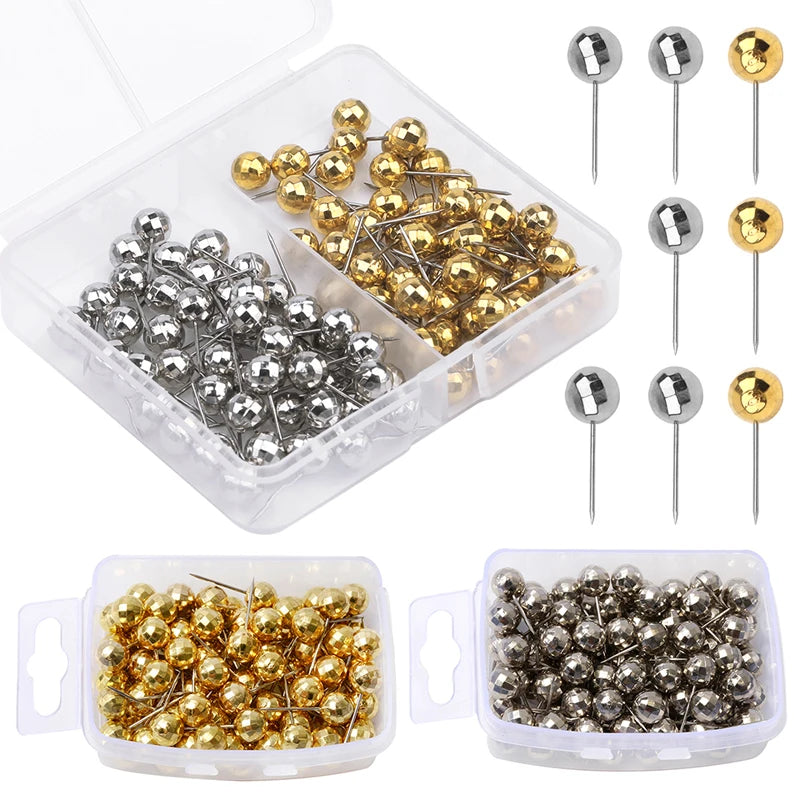 Portable DIY Round Metal Positioning Fixing Head Pins Needle DIY Clothing Sewing Crafts Accessories Bead Pin with Storage Box